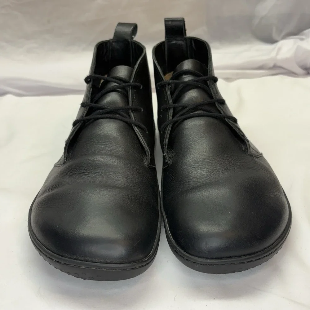 Vivobarefoot Men's Gobi Lux Black Leather Barefoot Boots - Size EU 46 US 12